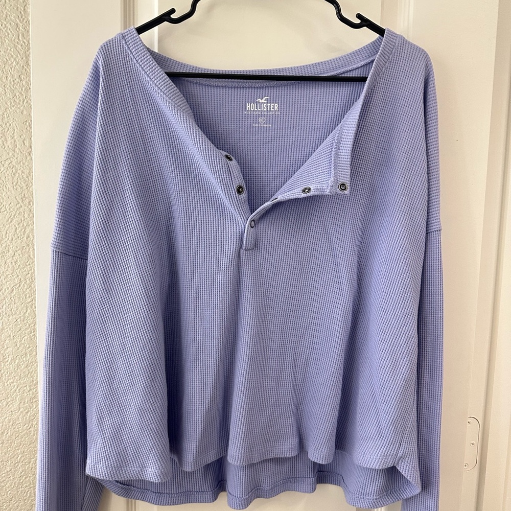 Hollister Women's Lavender Waffle Knit Hoodie